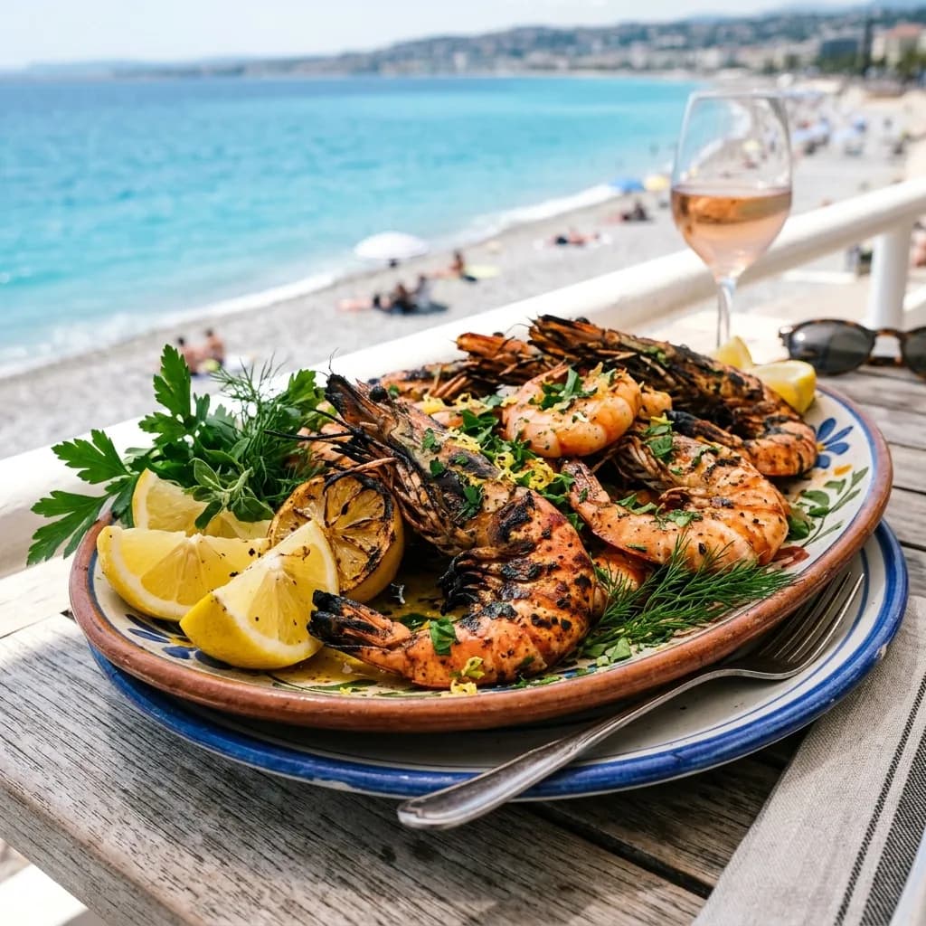 Fresh beachside prawns, Nice 🍤